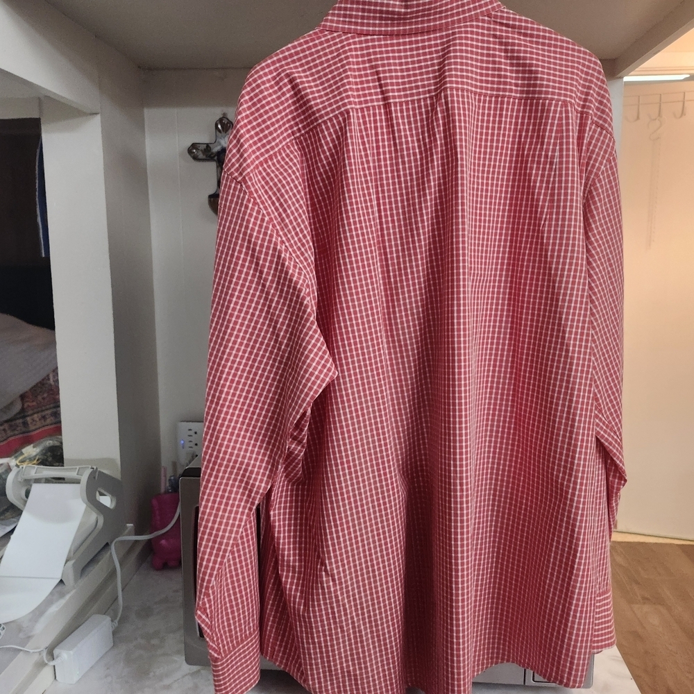 Izod Red and White Plaid Button Down Shirt